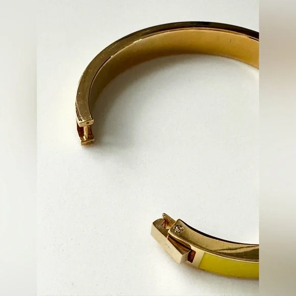 J. Crew Yellow Enamel & Gold-tone hinged Bangle Bracelet - Picture 3 of 3